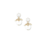Lainey Drop Earrings 14k Gold Plated, Cubic Zirconia, Pearl