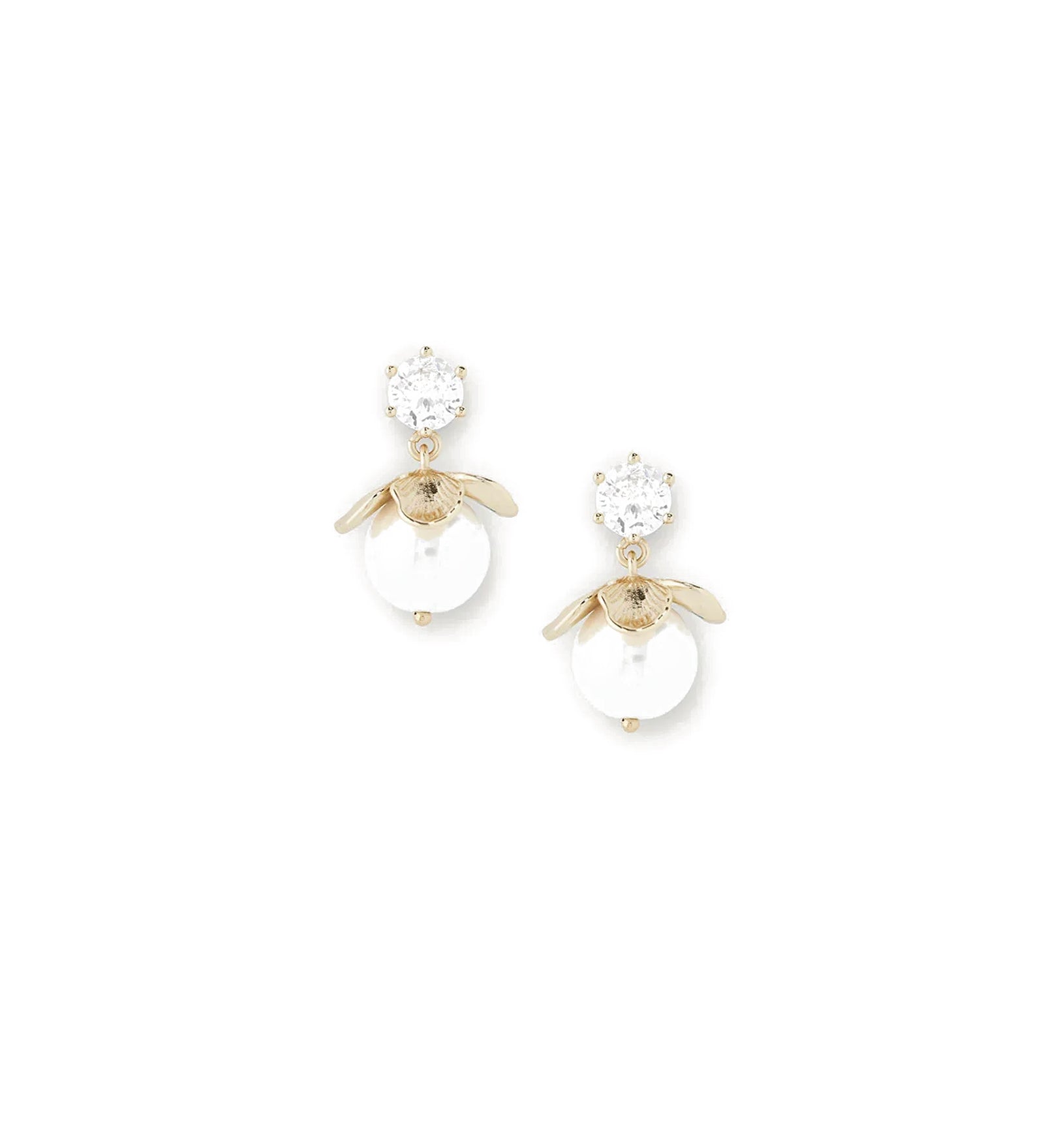 Lainey Drop Earrings 14k Gold Plated, Cubic Zirconia, Pearl