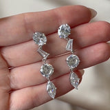 Alina Drops Silver Tone Plated, Cubic Zirconia