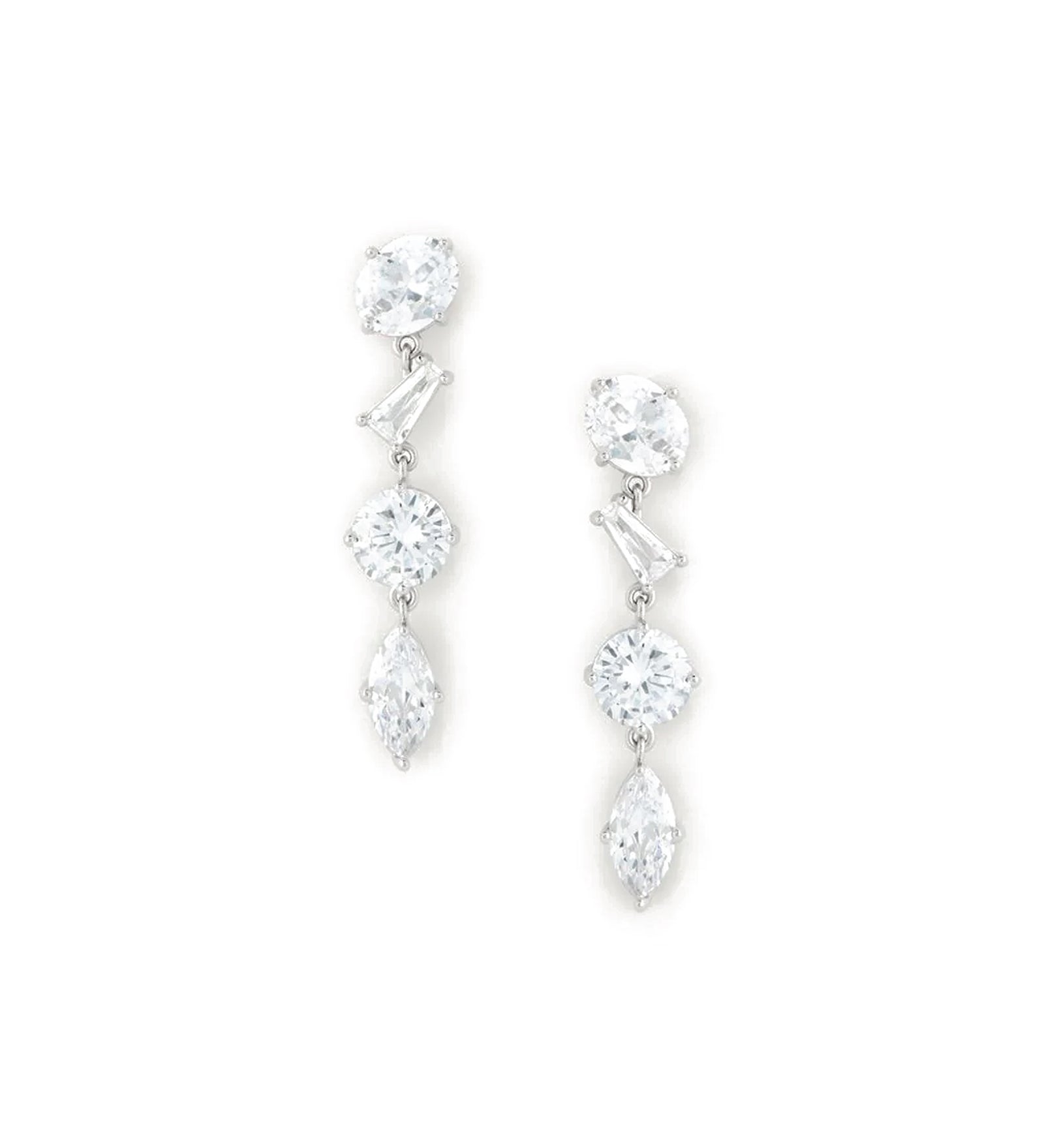 Alina Drops Silver Tone Plated, Cubic Zirconia