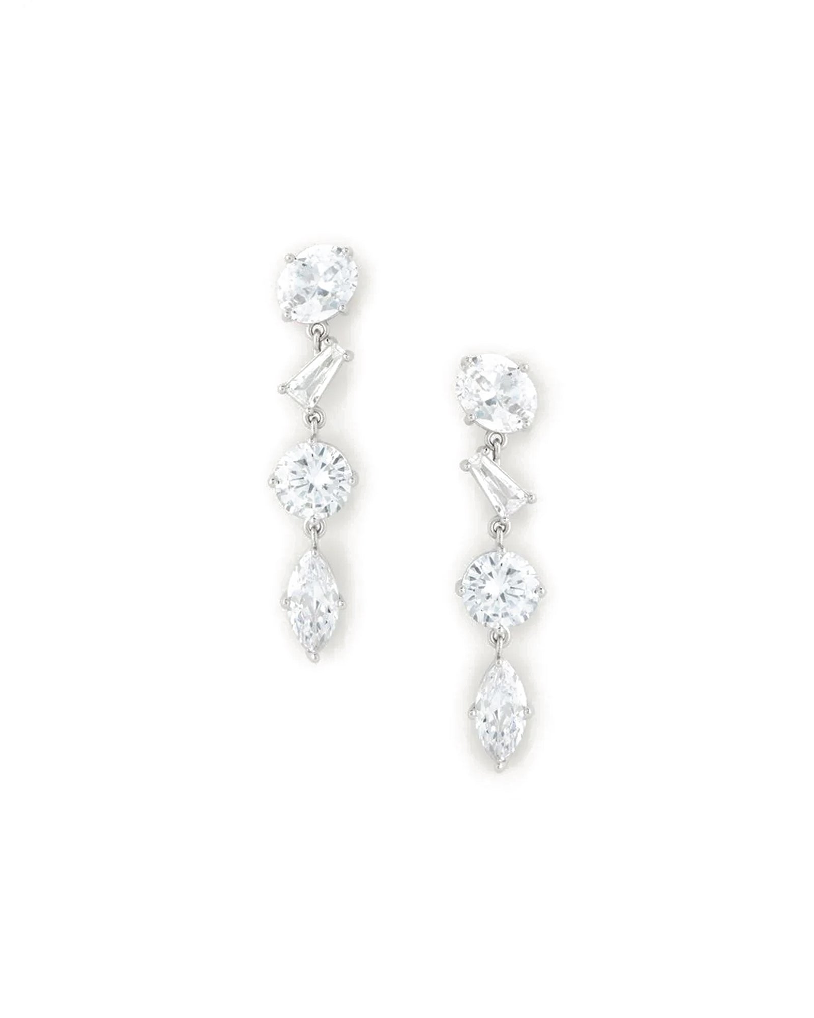 Alina Drops Silver Tone Plated, Cubic Zirconia