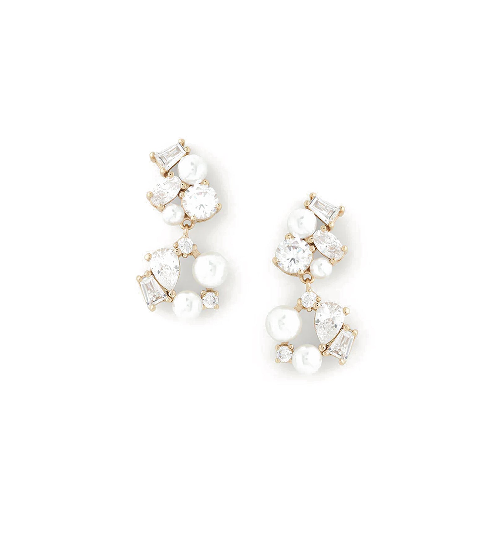 Donna Drops 14k Gold Plated, Cubic Zirconia, Pearls