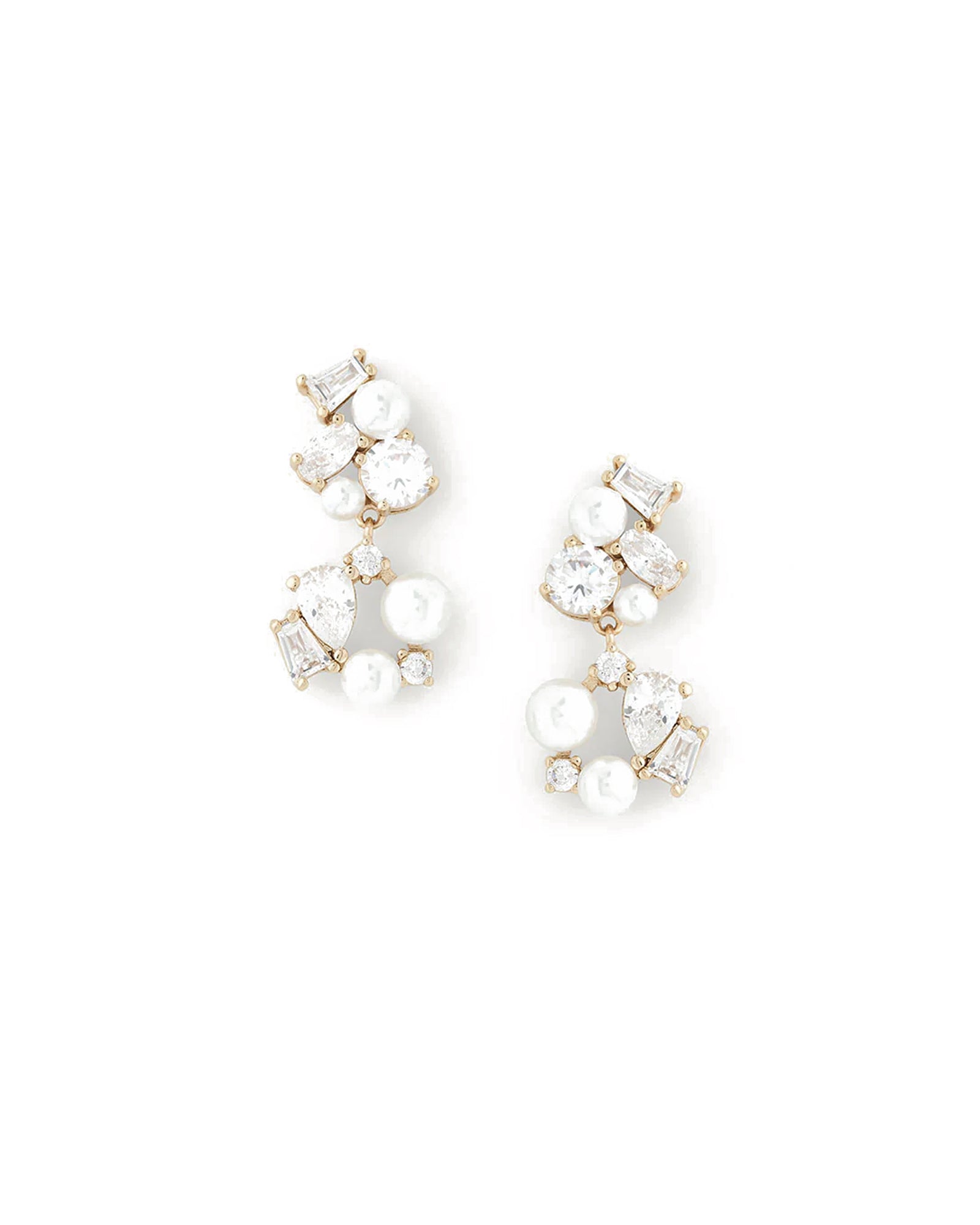 Donna Drops 14k Gold Plated, Cubic Zirconia, Pearls