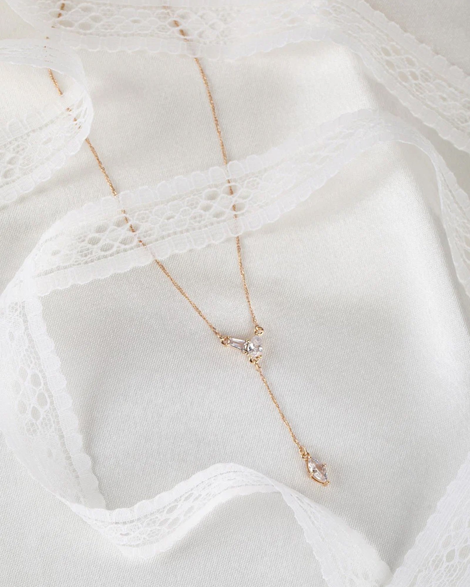 Rosalie Necklace 14k Gold Plated, Cubic Zirconia