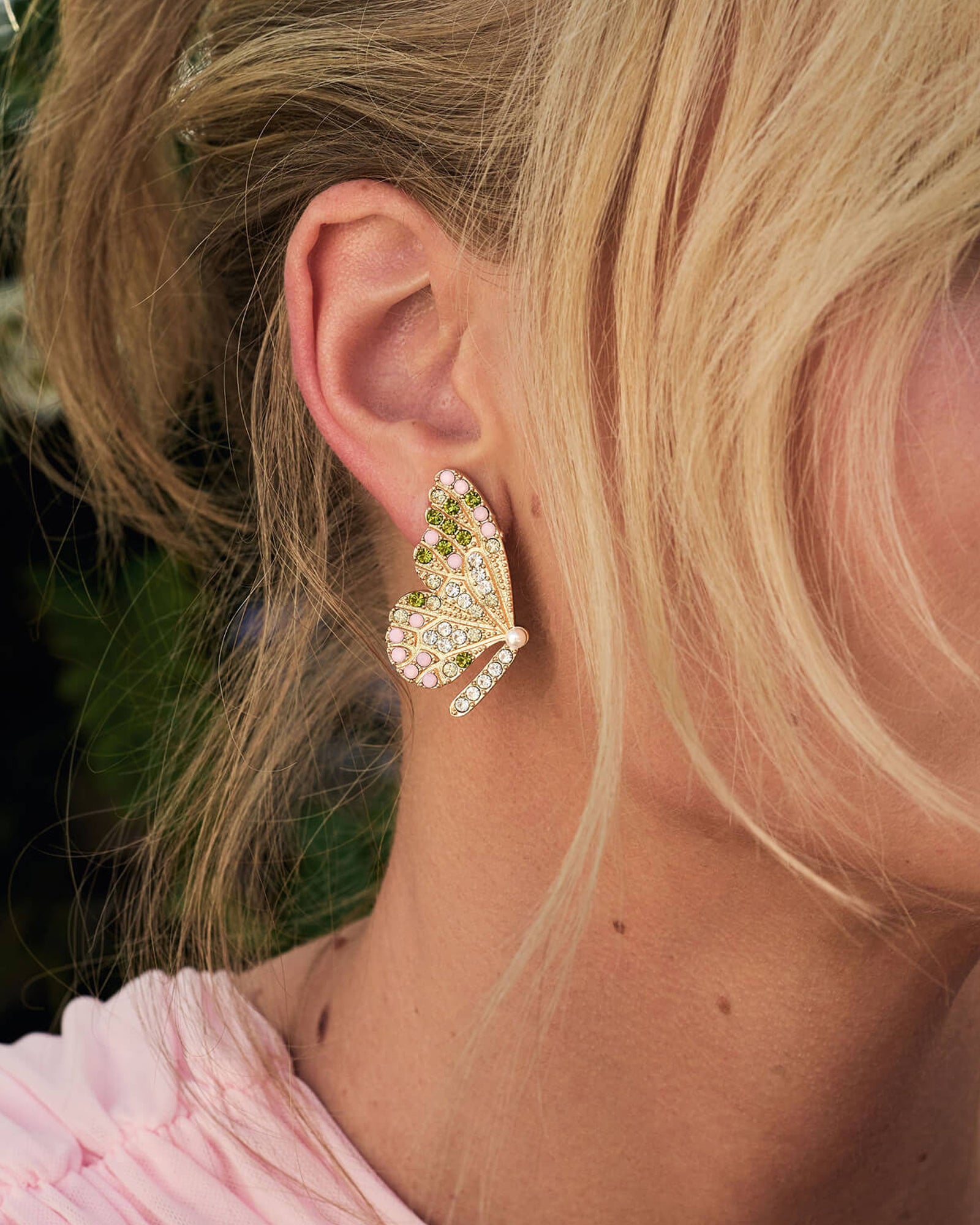 Mariposa Earrings 14k Gold Plated, Pearls, Crystals