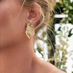 Mariposa Earrings 14k Gold Plated, Pearls, Crystals