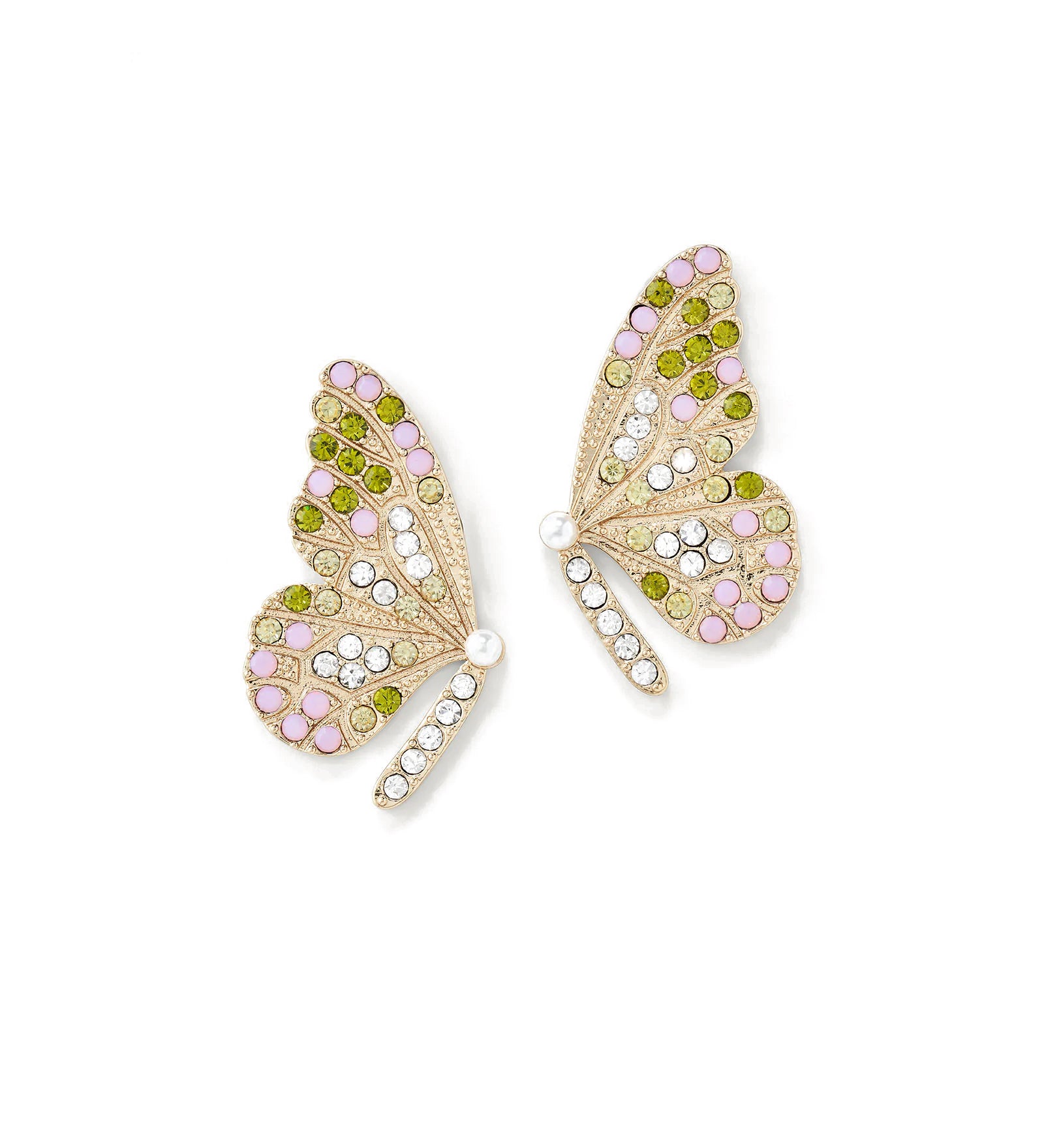 Mariposa Earrings 14k Gold Plated, Pearls, Crystals