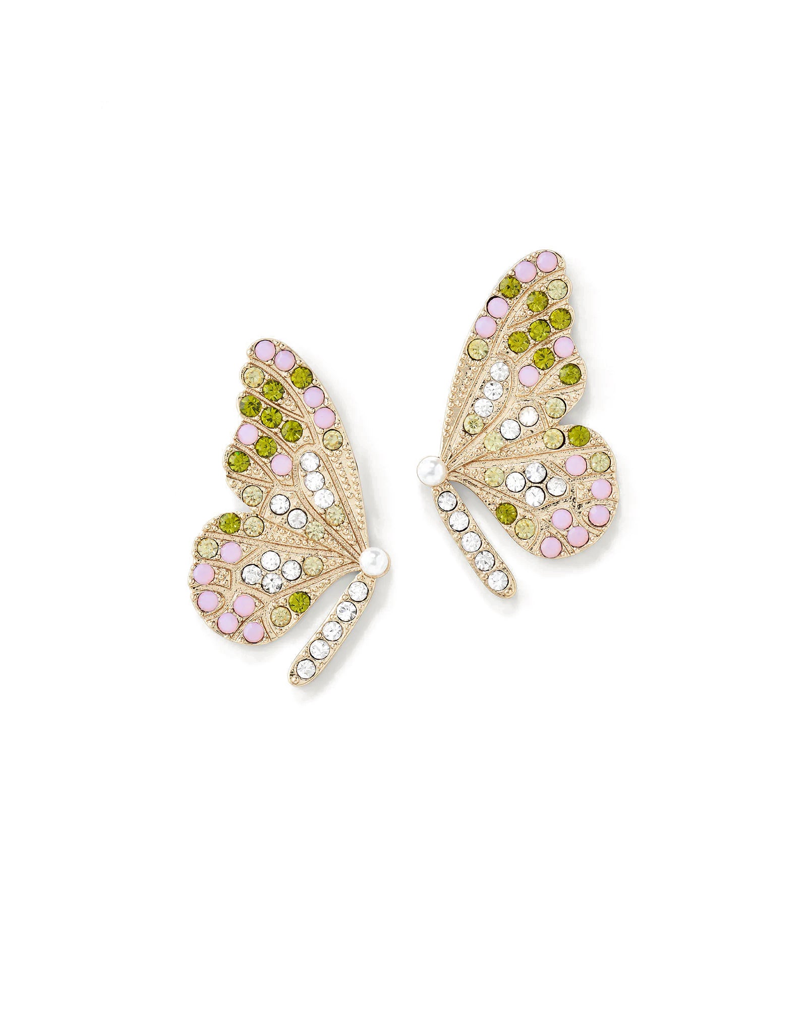 Mariposa Earrings 14k Gold Plated, Pearls, Crystals