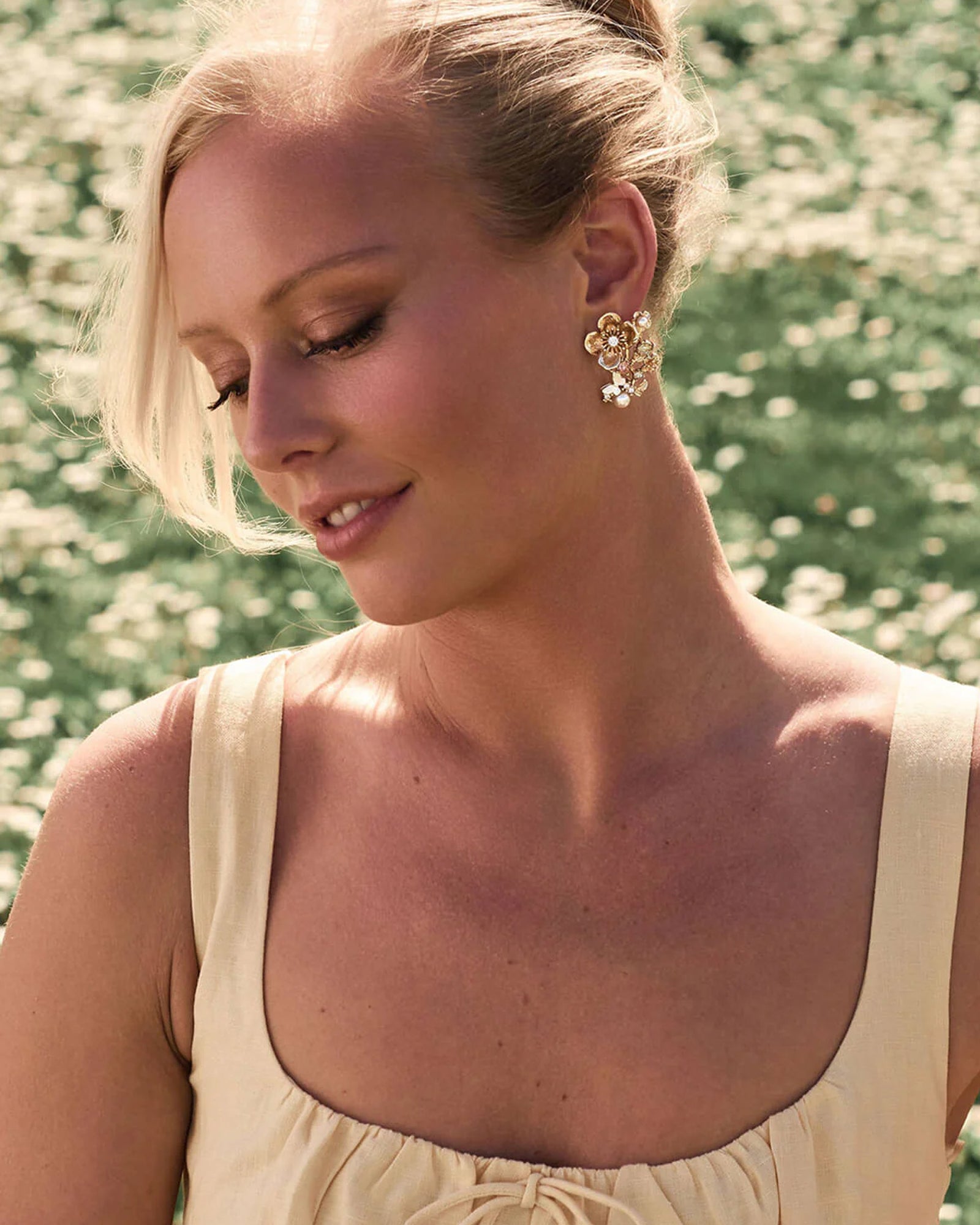 Nyla Studs 14k Gold Plated, Pearls, Crystals