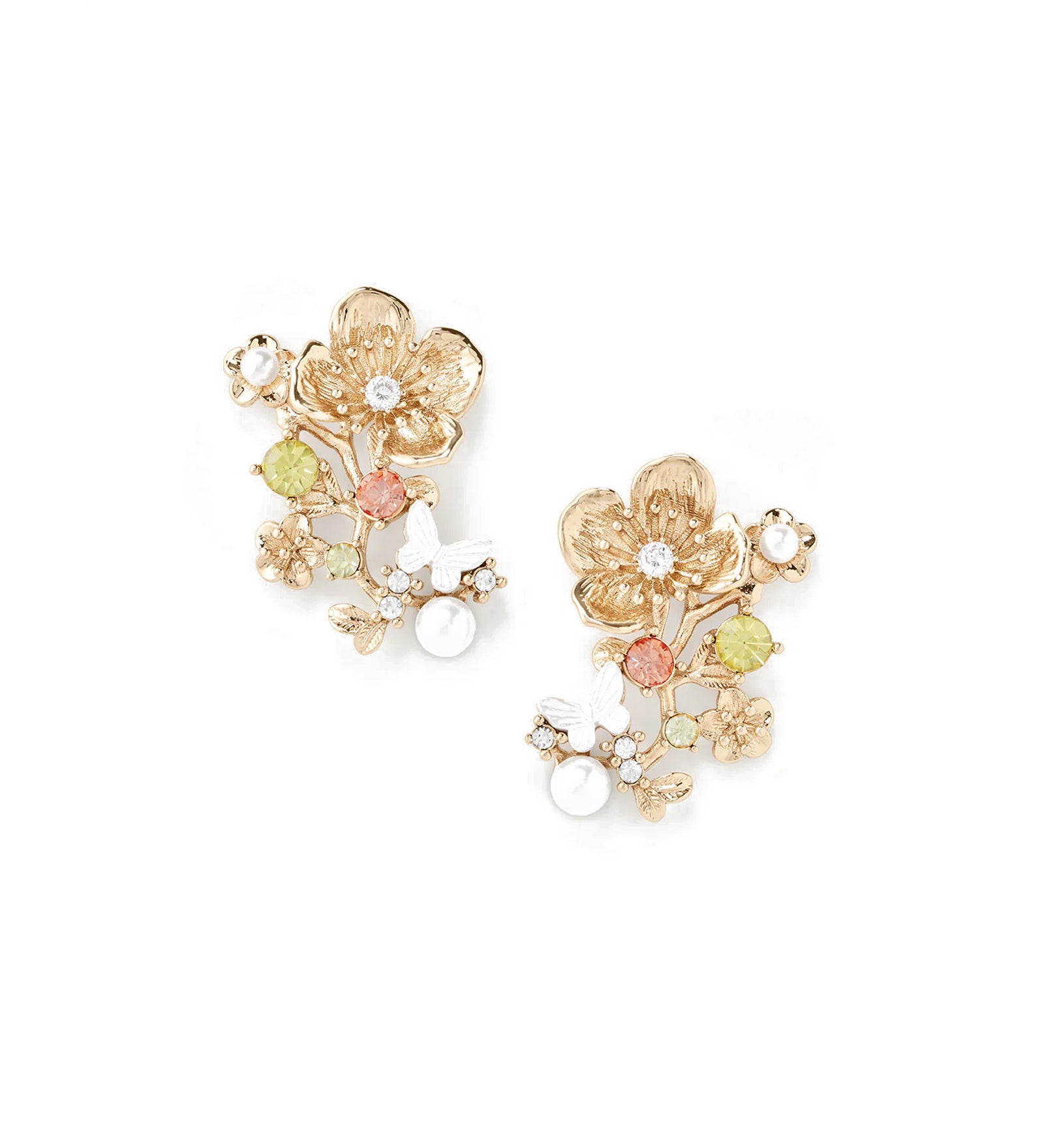 Nyla Studs 14k Gold Plated, Pearls, Crystals
