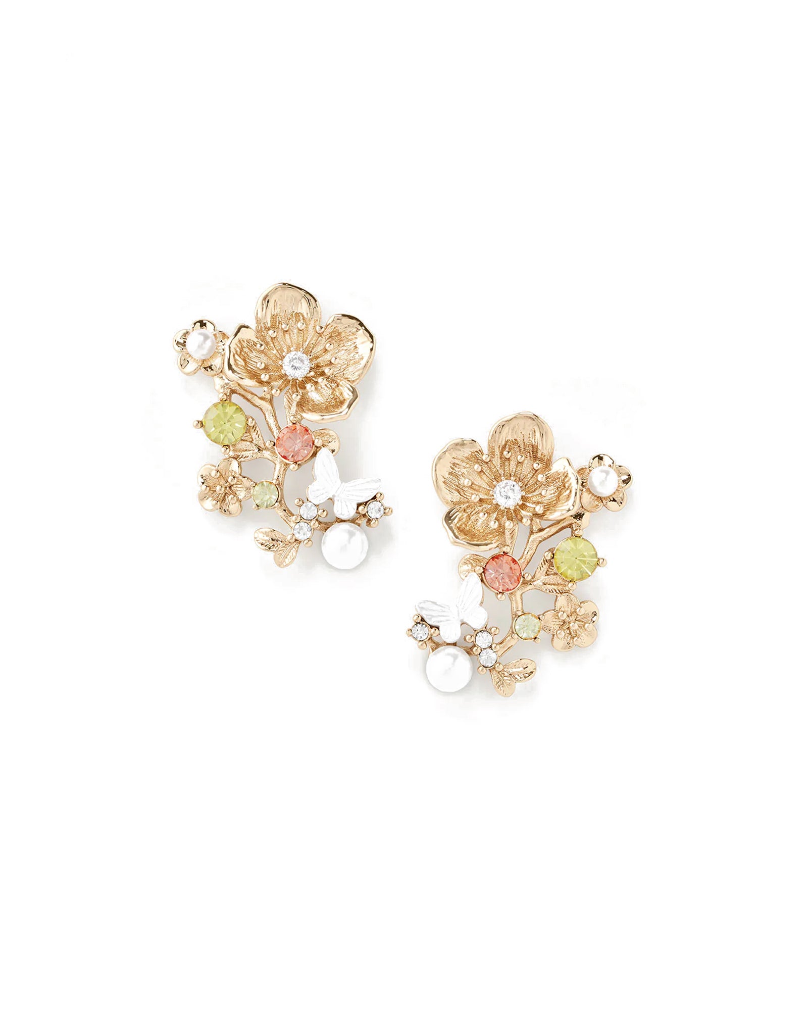 Nyla Studs 14k Gold Plated, Pearls, Crystals