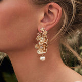 Celeste Drops 14k Gold Plated, Pearls, Crystals
