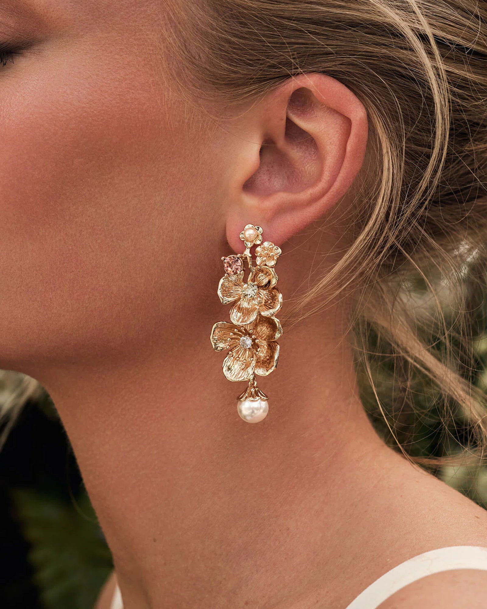 Celeste Drops 14k Gold Plated, Pearls, Crystals
