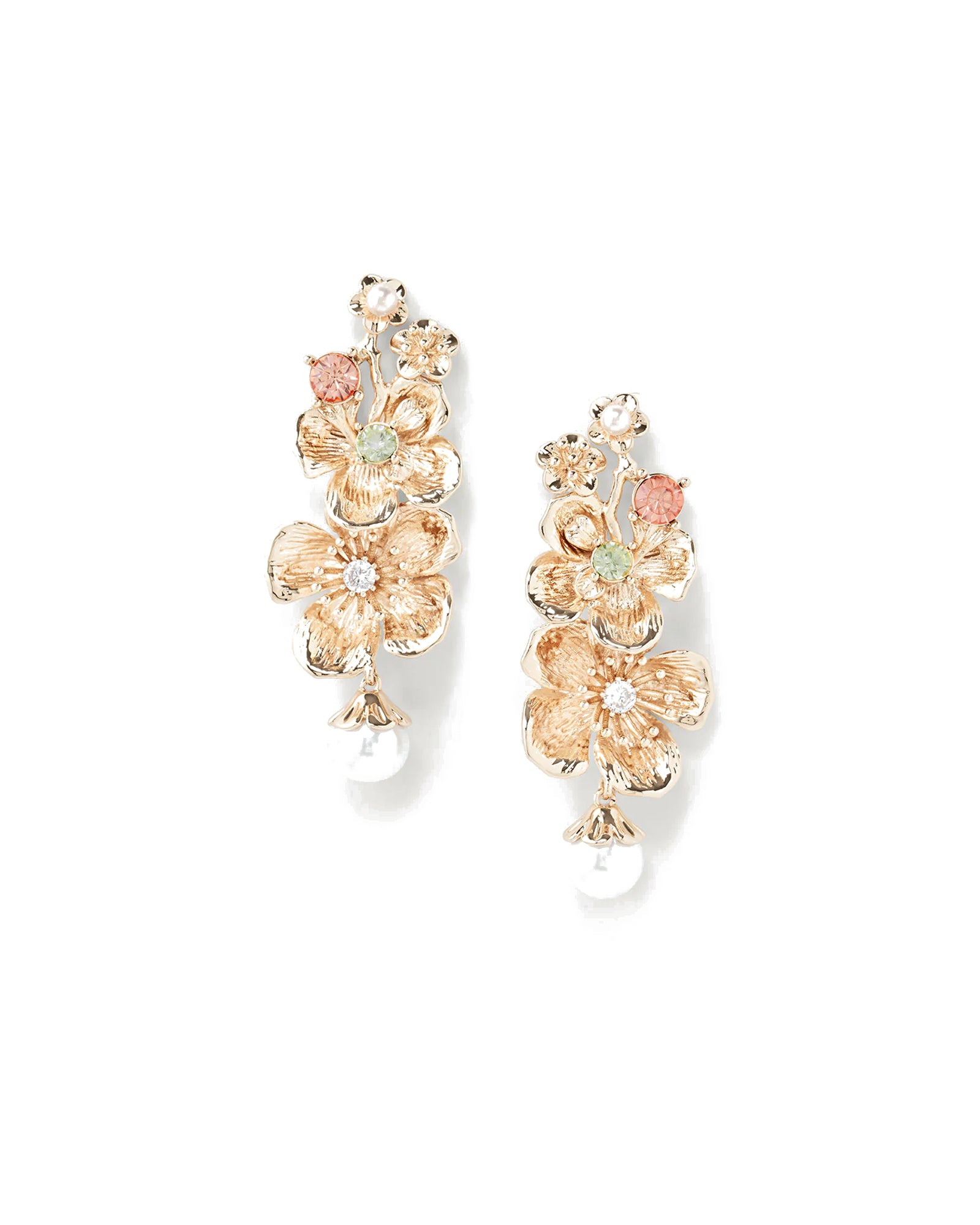Celeste Drops 14k Gold Plated, Pearls, Crystals