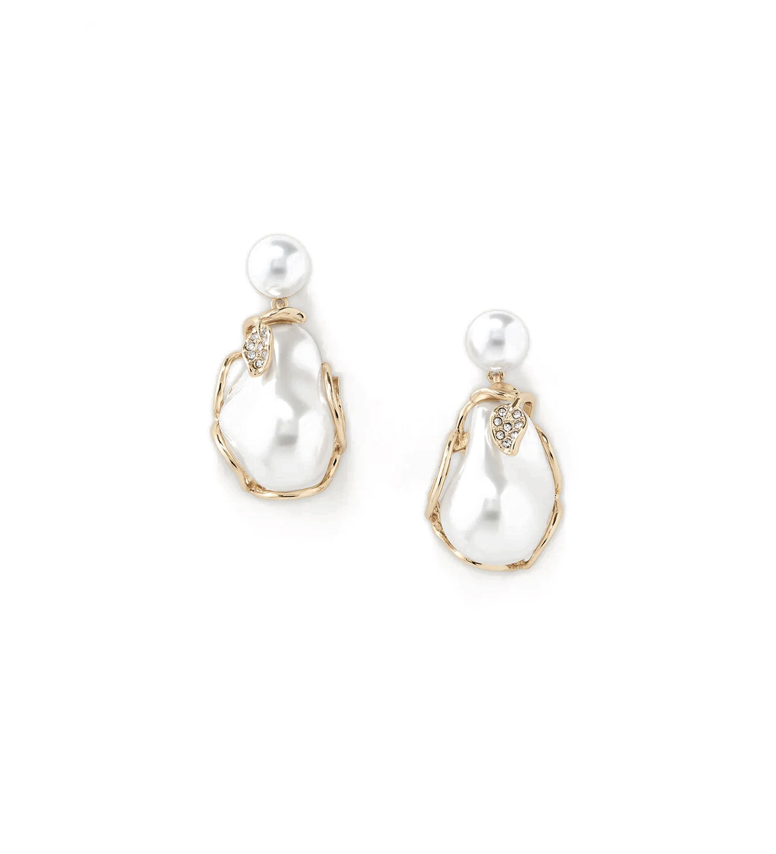 Alessia Drops 14k Gold Plated, Pearls, Crystals