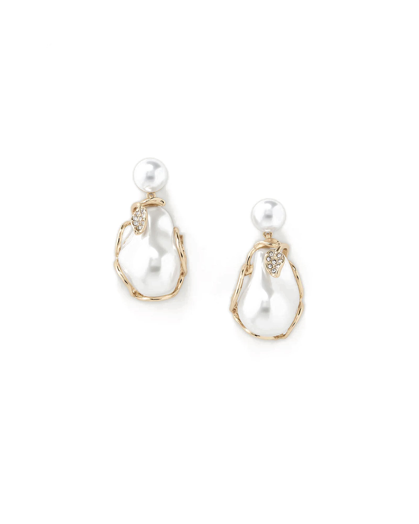 Alessia Drops 14k Gold Plated, Pearls, Crystals