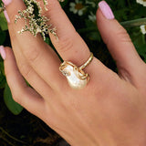 Aurelia Ring 14k Gold Plated, Pearls, Crystals / 6