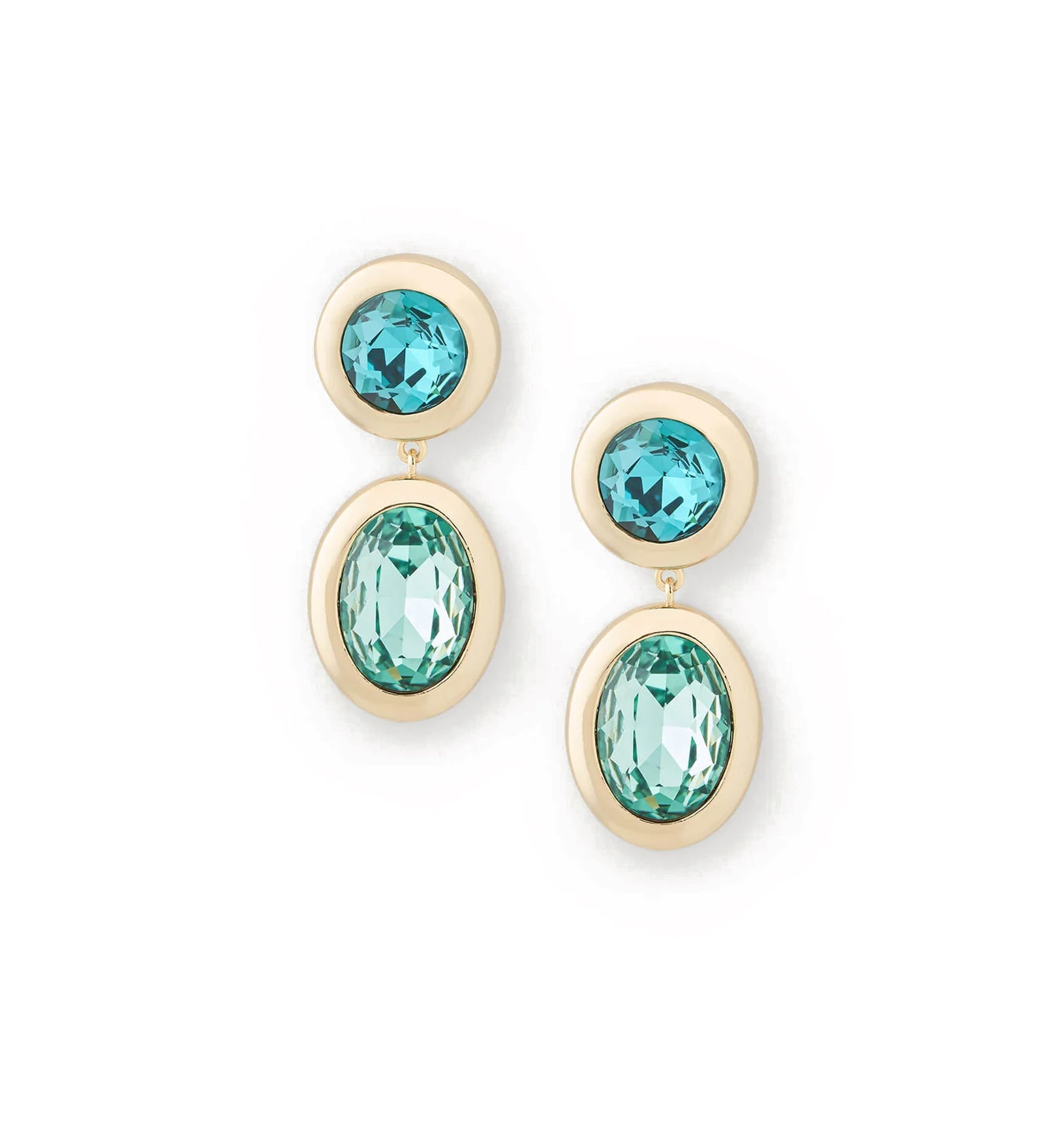 Rnd Ovl Cry Drp Stud 14k Gold Plated, Crystal
