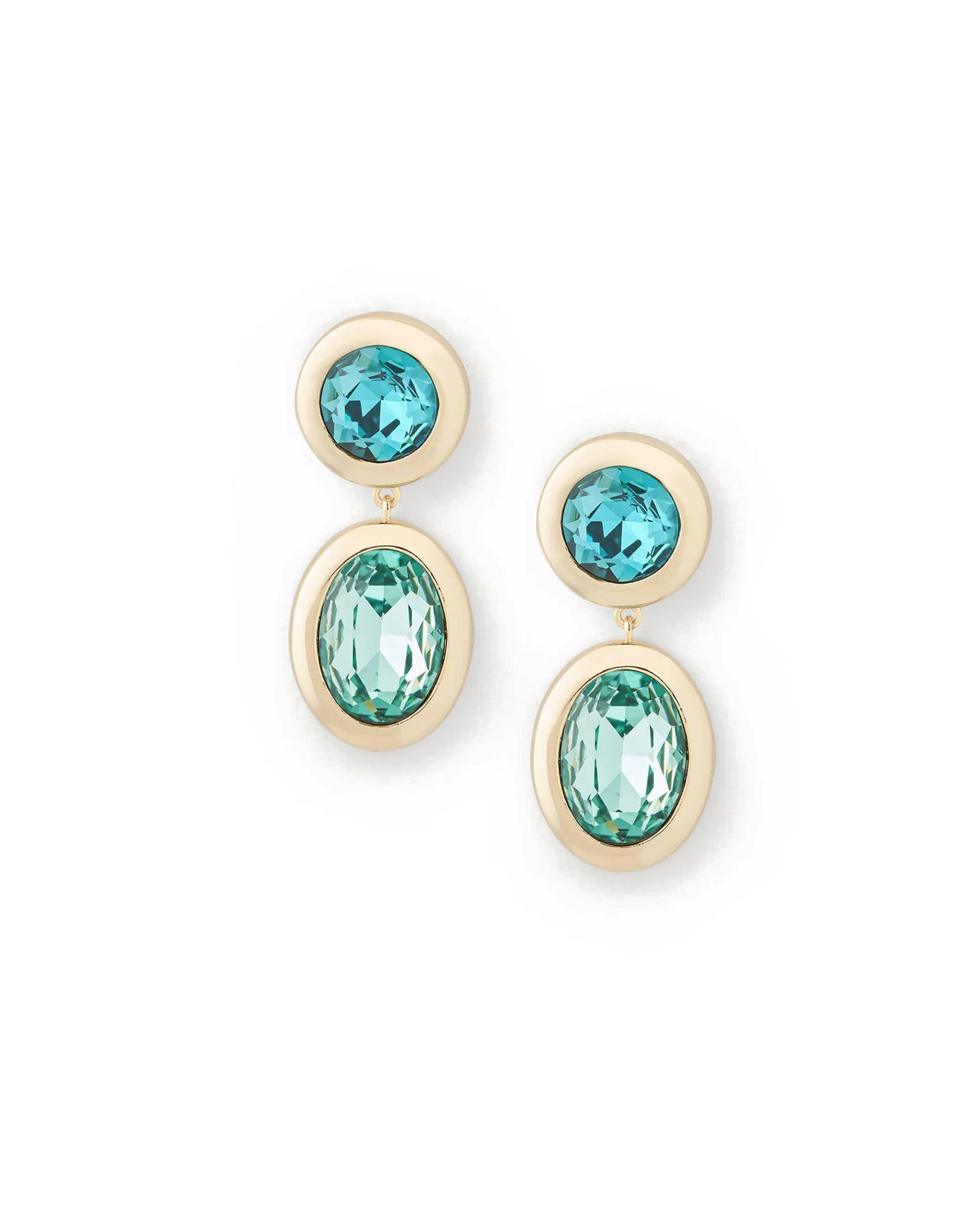 Rnd Ovl Cry Drp Stud 14k Gold Plated, Crystal