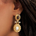 Linda Drops 14k Gold Plated, Crystal, Pearl