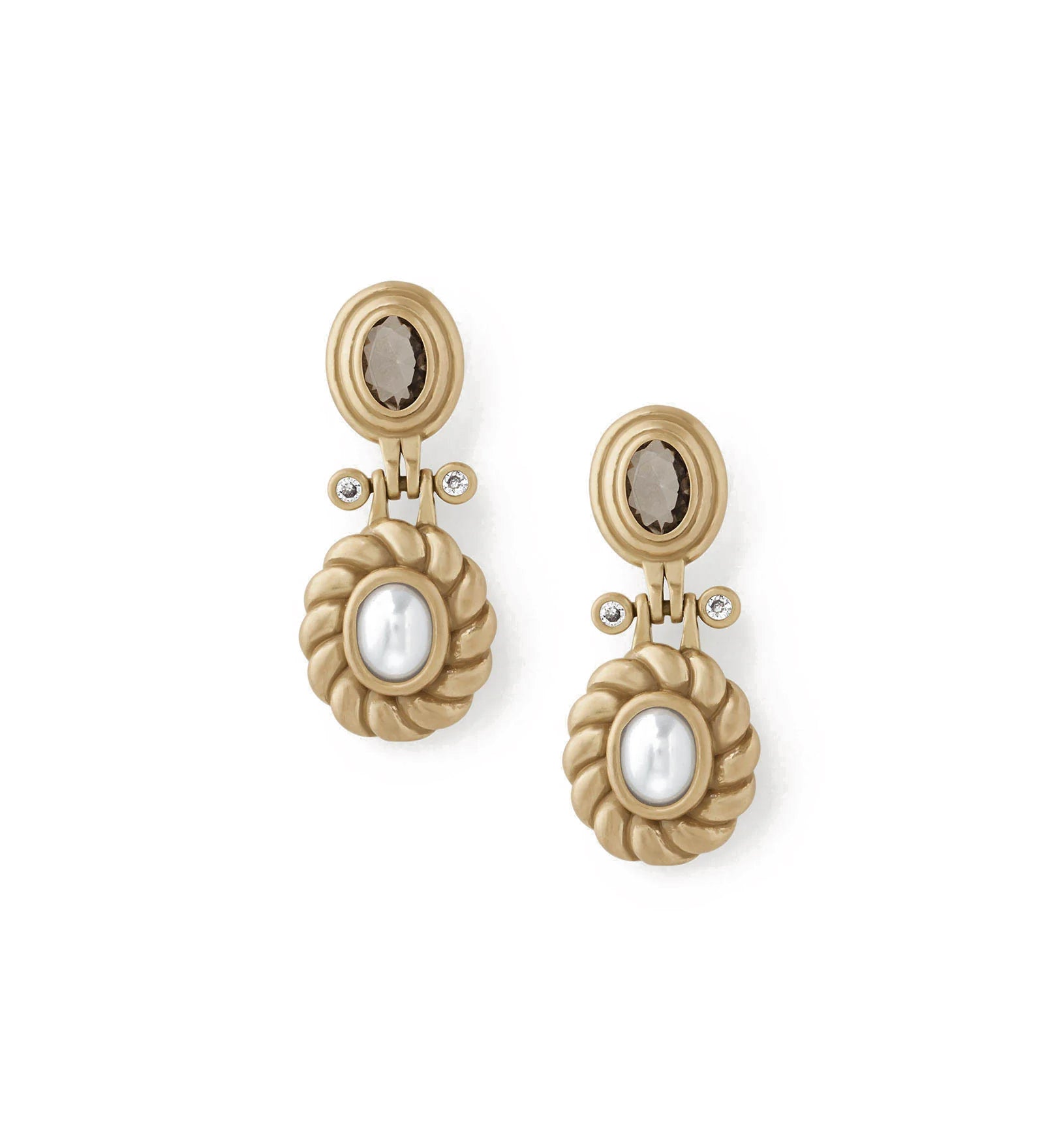 Linda Drops 14k Gold Plated, Crystal, Pearl
