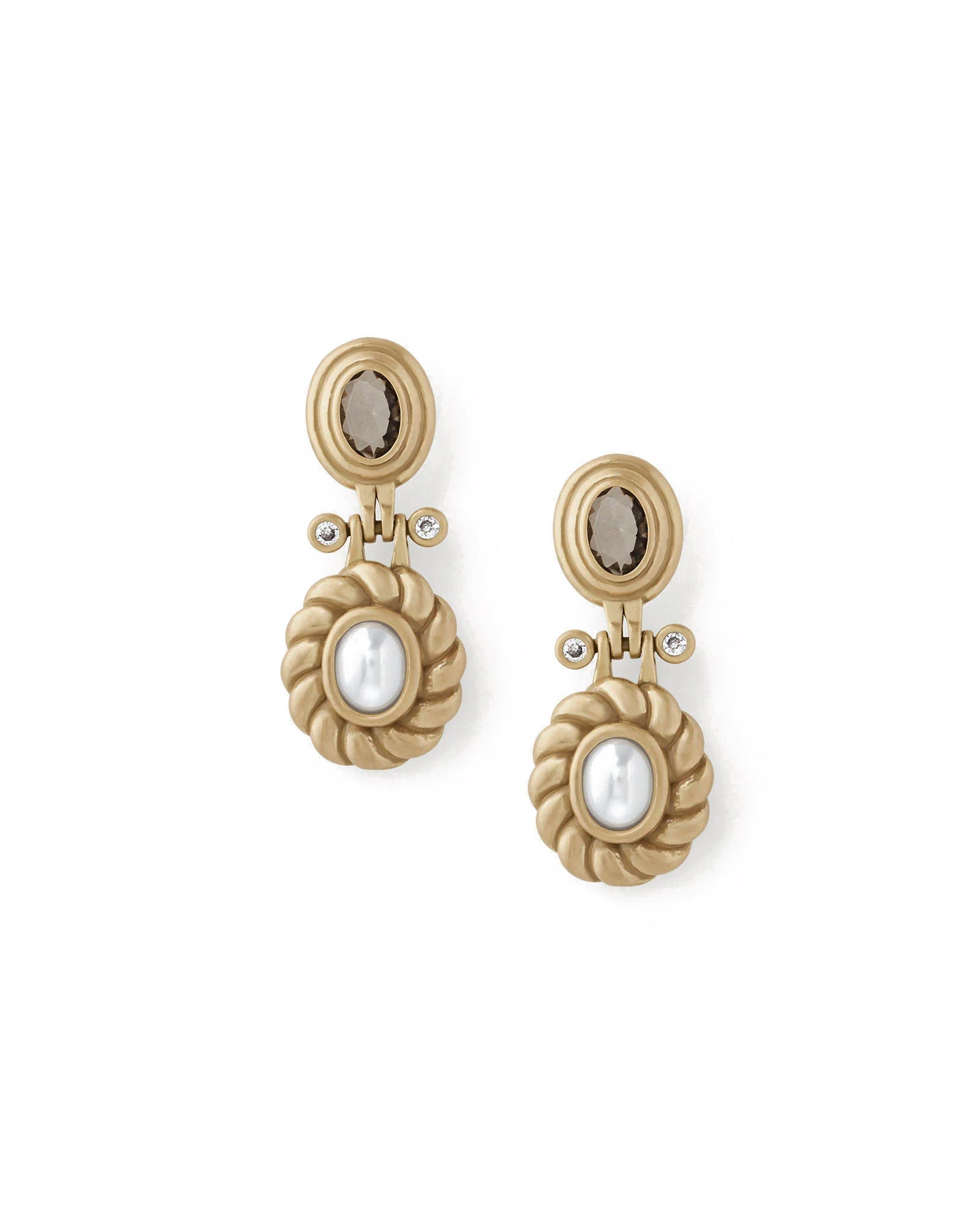 Linda Drops 14k Gold Plated, Crystal, Pearl