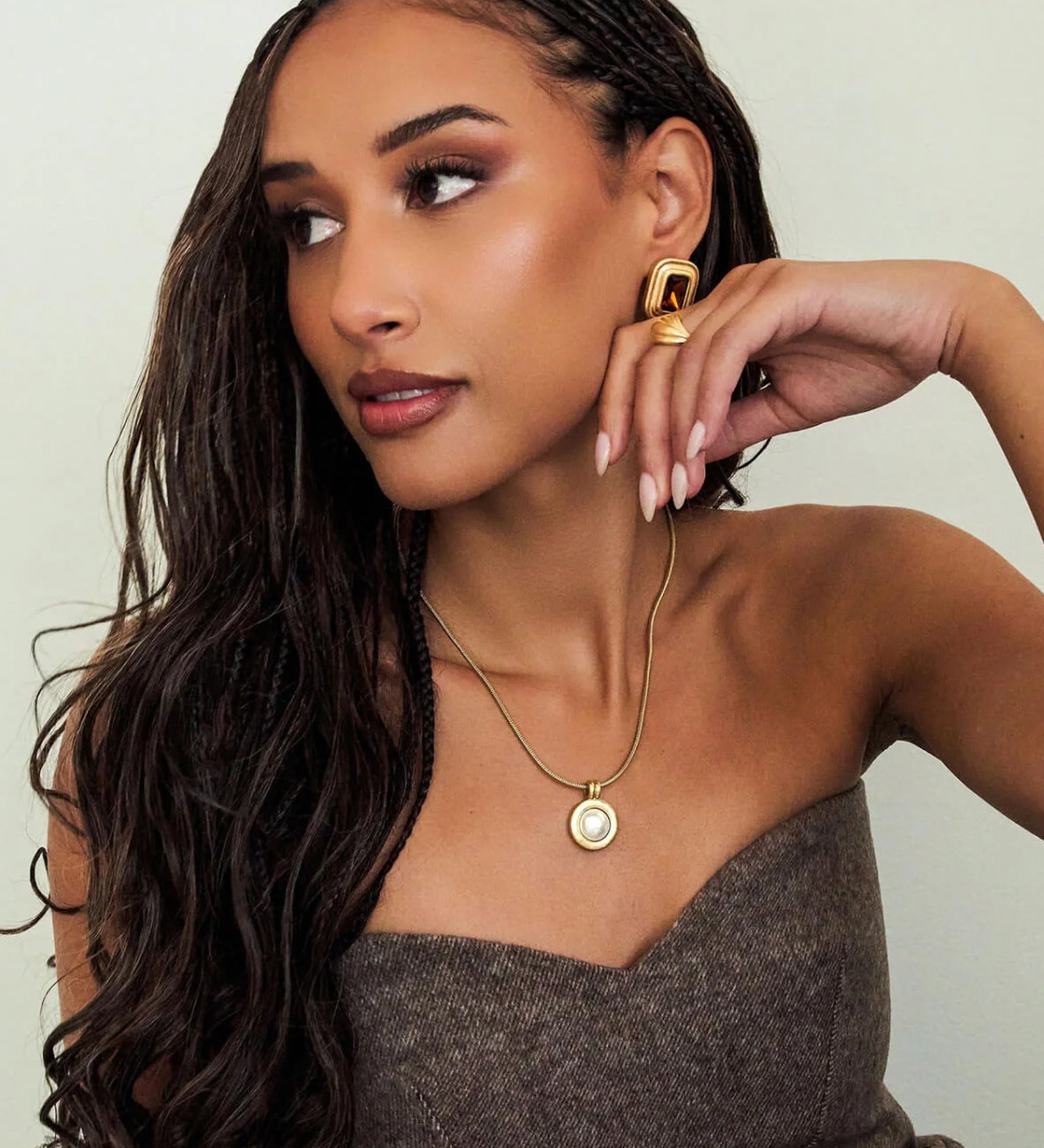 Cindy Pendant Necklace 14k Gold Plated, Pearl