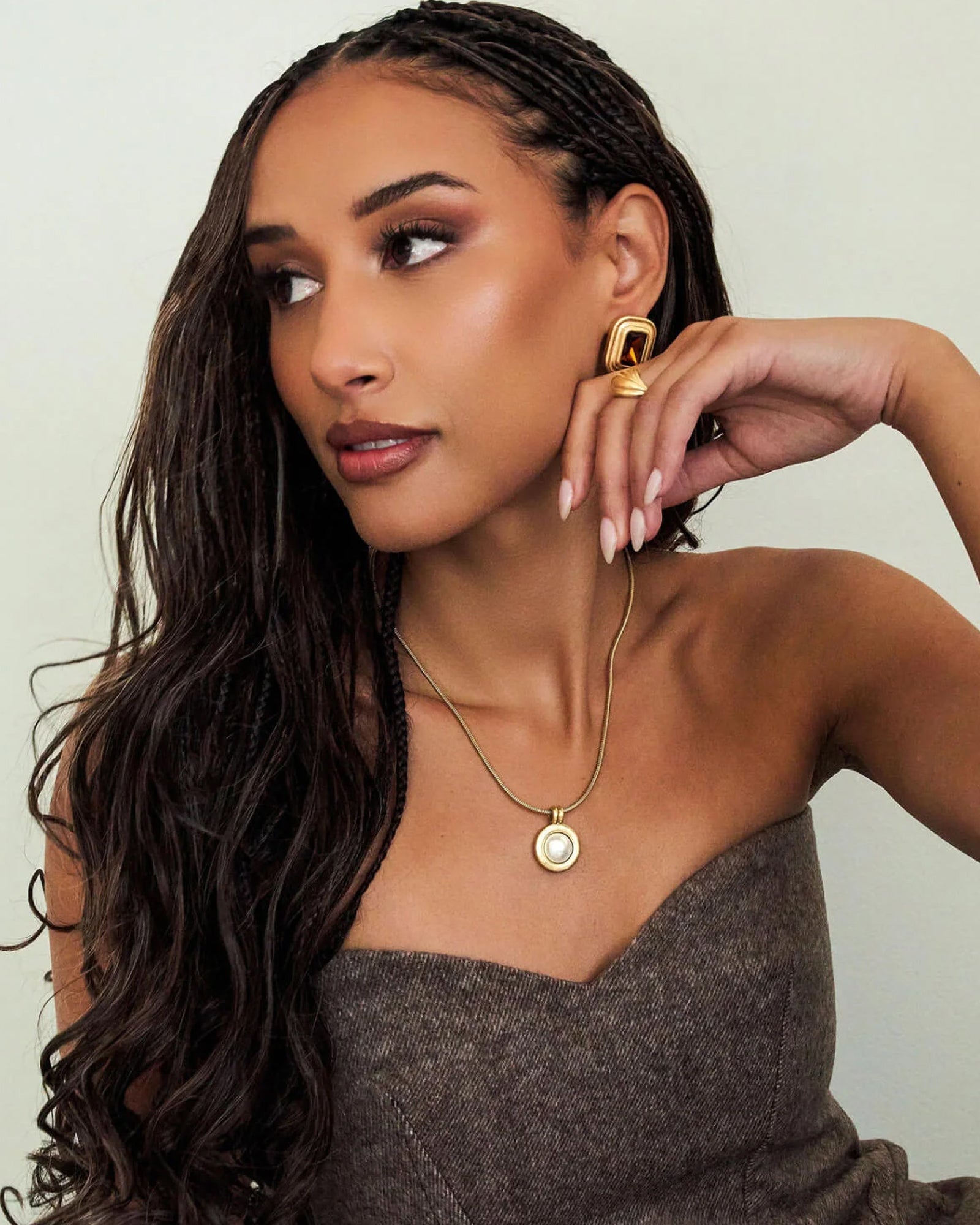 Cindy Pendant Necklace 14k Gold Plated, Pearl