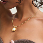Cindy Pendant Necklace 14k Gold Plated, Pearl