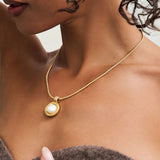 Cindy Pendant Necklace 14k Gold Plated, Pearl