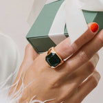 Sable Ring 14k Gold Plated, Onyx Green / 6