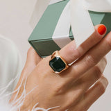 Sable Ring 14k Gold Plated, Onyx Green / 6