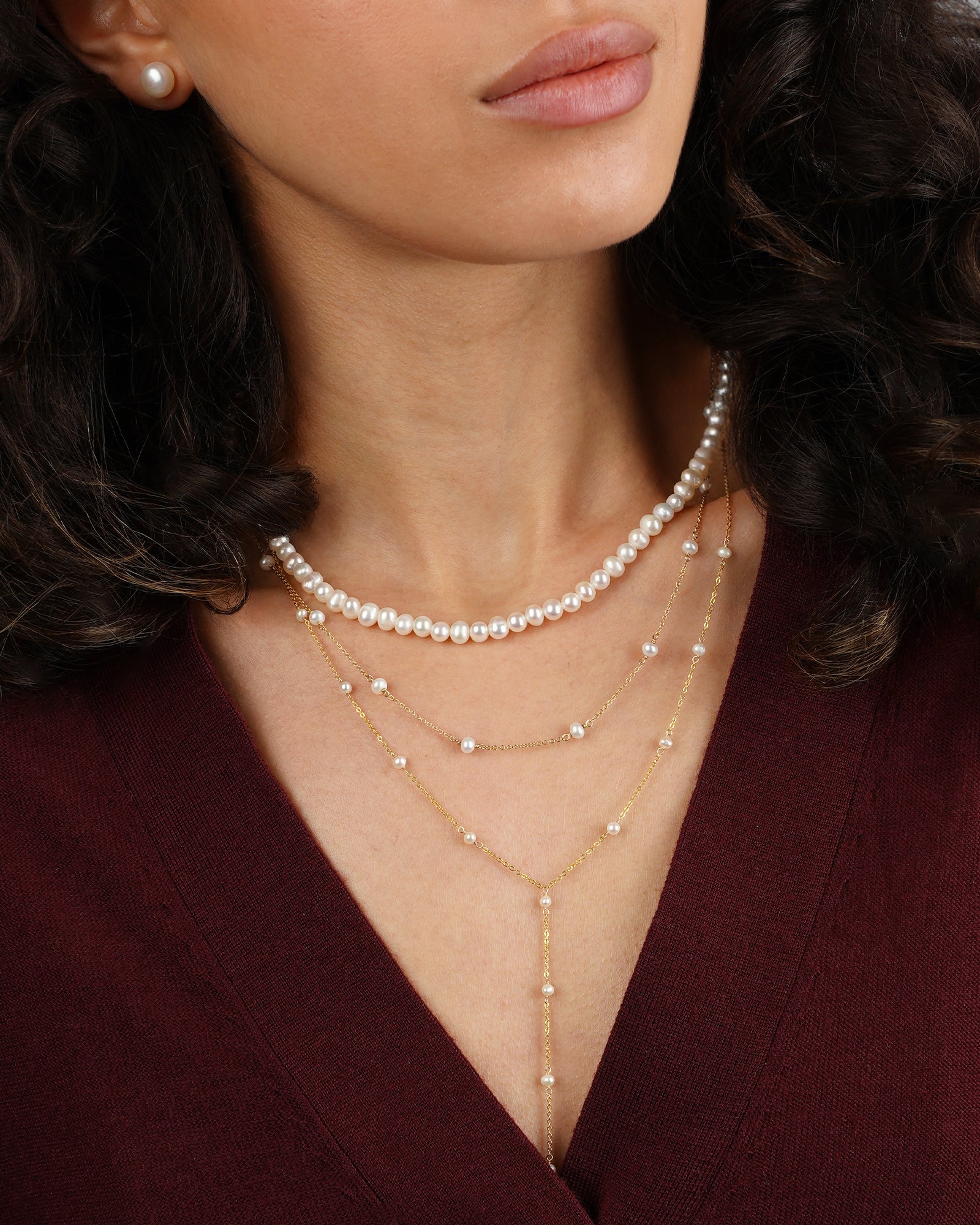 Poppy Rose-Pearl Station Necklace-Necklaces-Blue Ruby Jewellery-Vancouver Canada