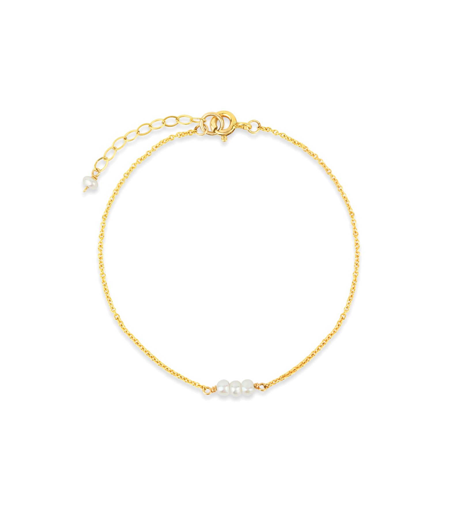 Poppy Rose-Three Pearl Bracelet-Bracelets-14k Gold Filled, White Pearl-Regular (6.5"-7.5")-Blue Ruby Jewellery-Vancouver Canada