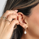 Poppy Rose-Pearl Drop Hoops-Earrings-Blue Ruby Jewellery-Vancouver Canada