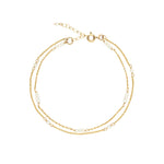 Poppy Rose-Two Row Pearl Station Bracelet-Bracelets-14k Gold Filled, White Pearl-Blue Ruby Jewellery-Vancouver Canada