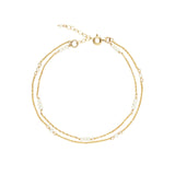 Poppy Rose-Two Row Pearl Station Bracelet-Bracelets-14k Gold Filled, White Pearl-Blue Ruby Jewellery-Vancouver Canada