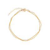 Poppy Rose-Two Row Pearl Station Bracelet-Bracelets-14k Gold Filled, White Pearl-Blue Ruby Jewellery-Vancouver Canada