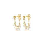 Poppy Rose-Stone Cluster Loop Studs-Earrings-14k Gold Filled, Freshwater Pearl-Blue Ruby Jewellery-Vancouver Canada