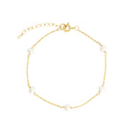 Poppy Rose-Pearl Station Bracelet-Bracelets-14k Gold Filled, White Pearl-Blue Ruby Jewellery-Vancouver Canada