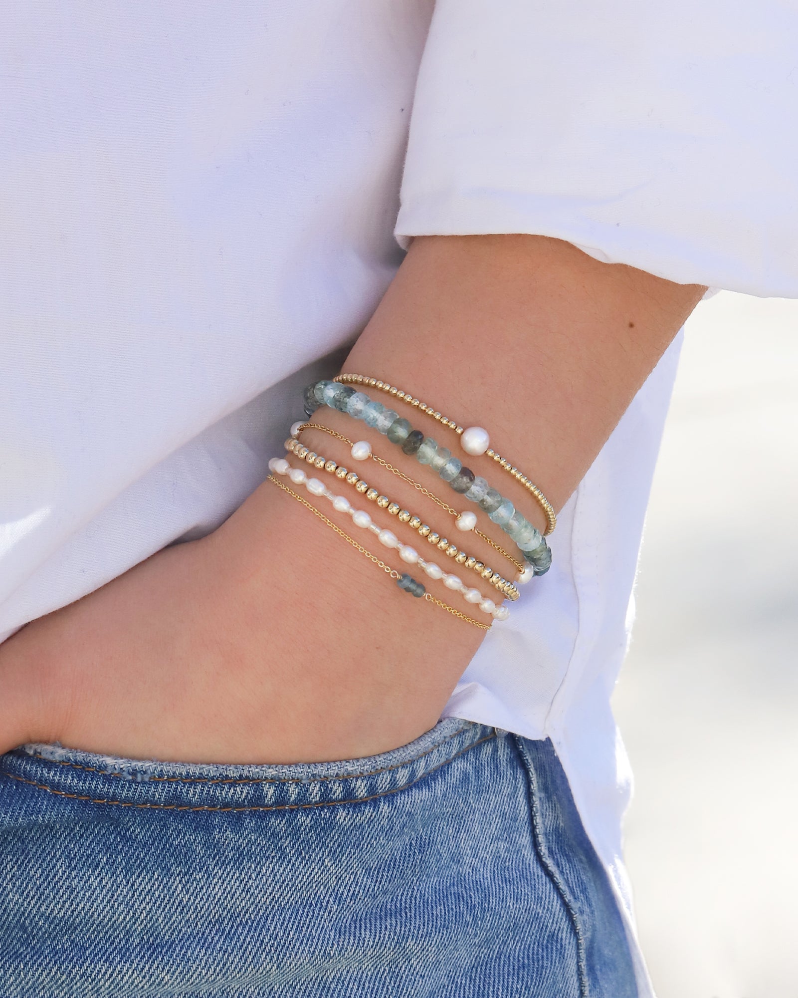 Poppy Rose-Pearl Station Bracelet-Bracelets-Blue Ruby Jewellery-Vancouver Canada