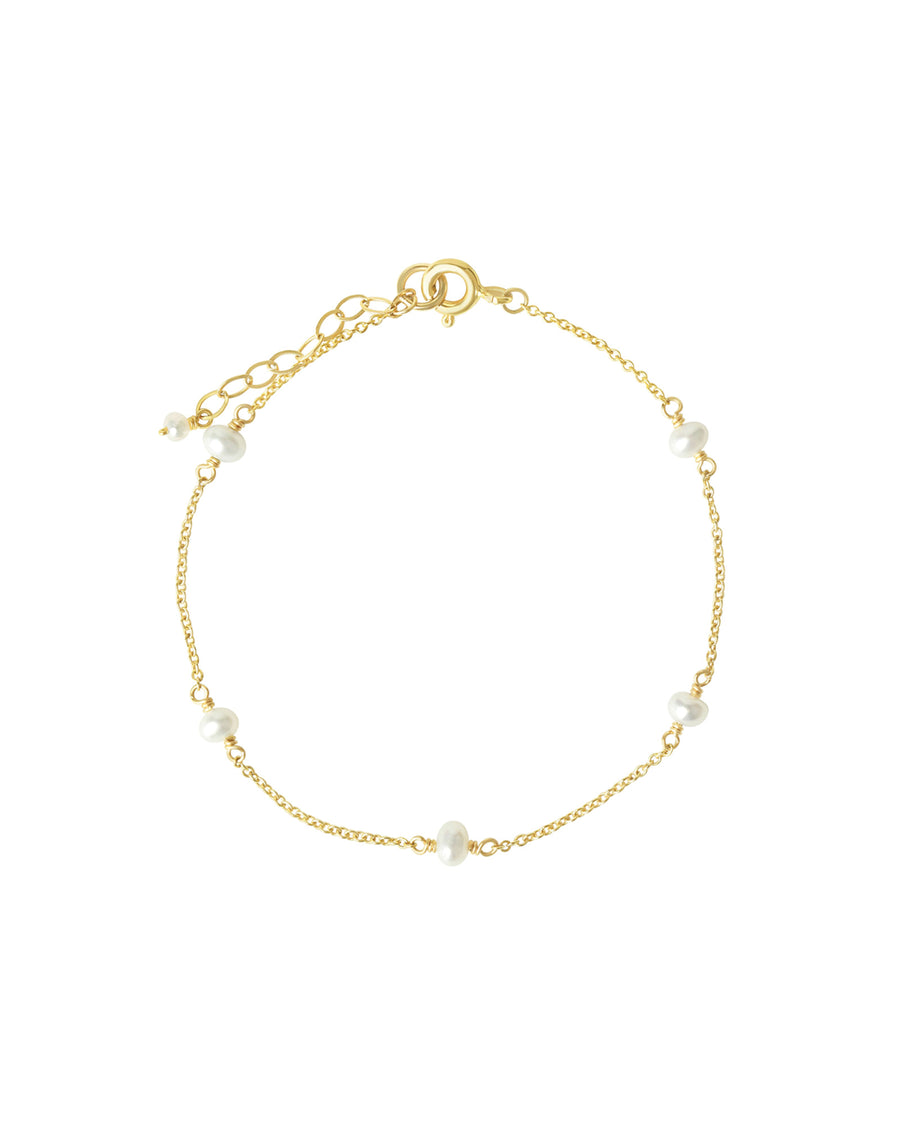 Poppy Rose-Pearl Station Bracelet-Bracelets-14k Gold Filled, White Pearl-Blue Ruby Jewellery-Vancouver Canada