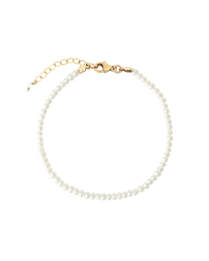 Poppy Rose-Pearl Strand Bracelet-Bracelets-14k Gold Filled, White Pearl-Blue Ruby Jewellery-Vancouver Canada