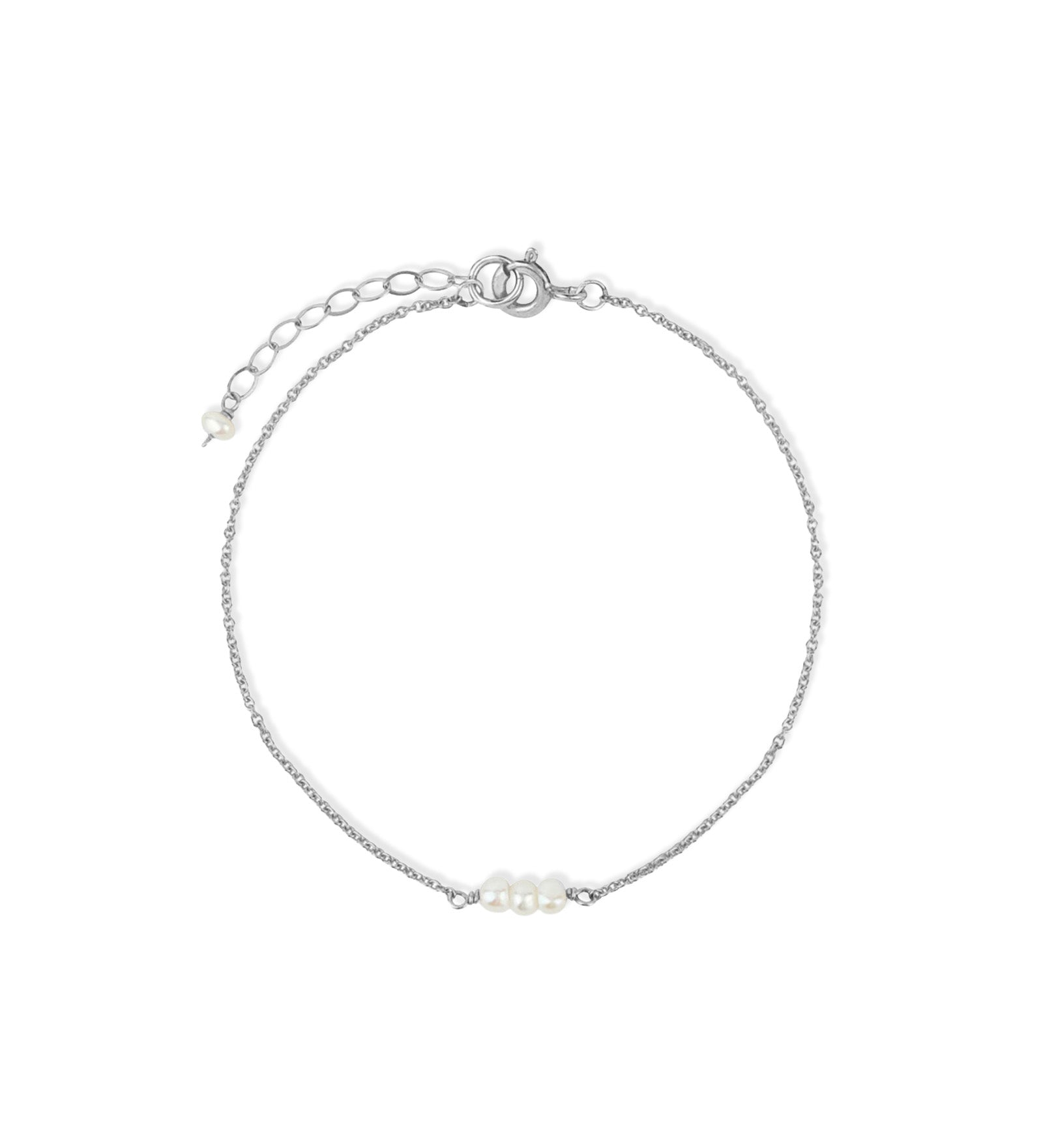 Poppy Rose-Three Pearl Bracelet-Bracelets-Sterling Silver, White Pearl-Blue Ruby Jewellery-Vancouver Canada