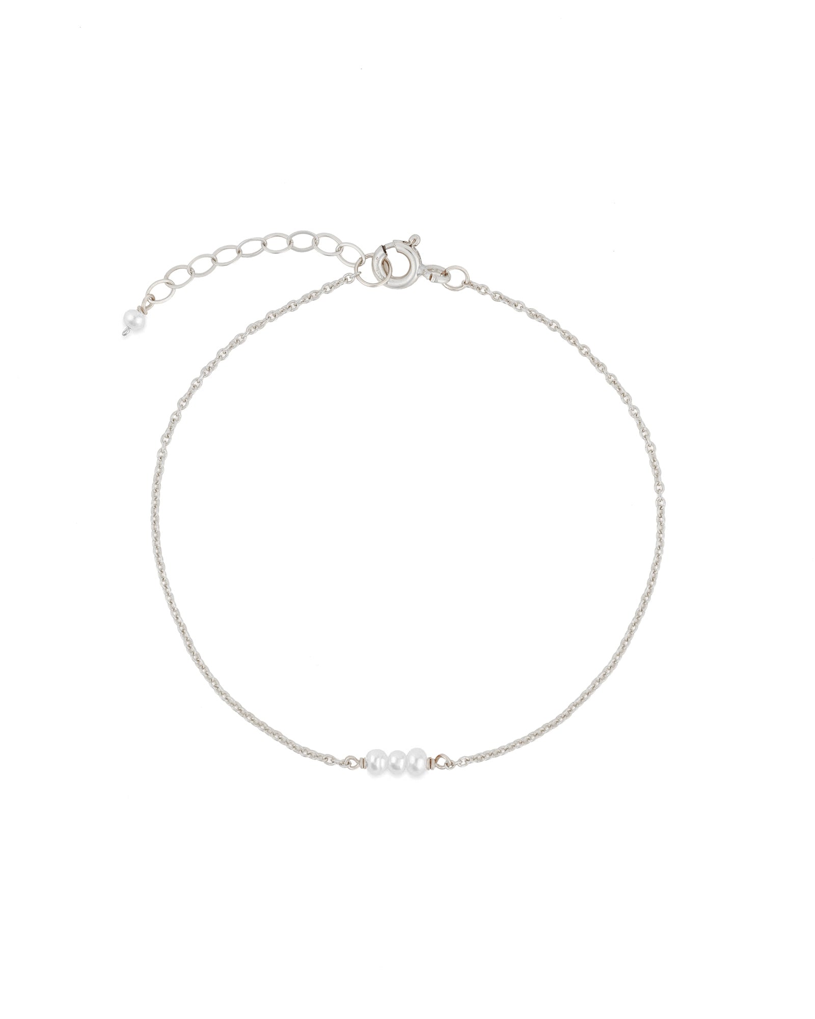 Poppy Rose-Three Pearl Bracelet-Bracelets-Sterling Silver, Freshwater Pearl-Blue Ruby Jewellery-Vancouver Canada