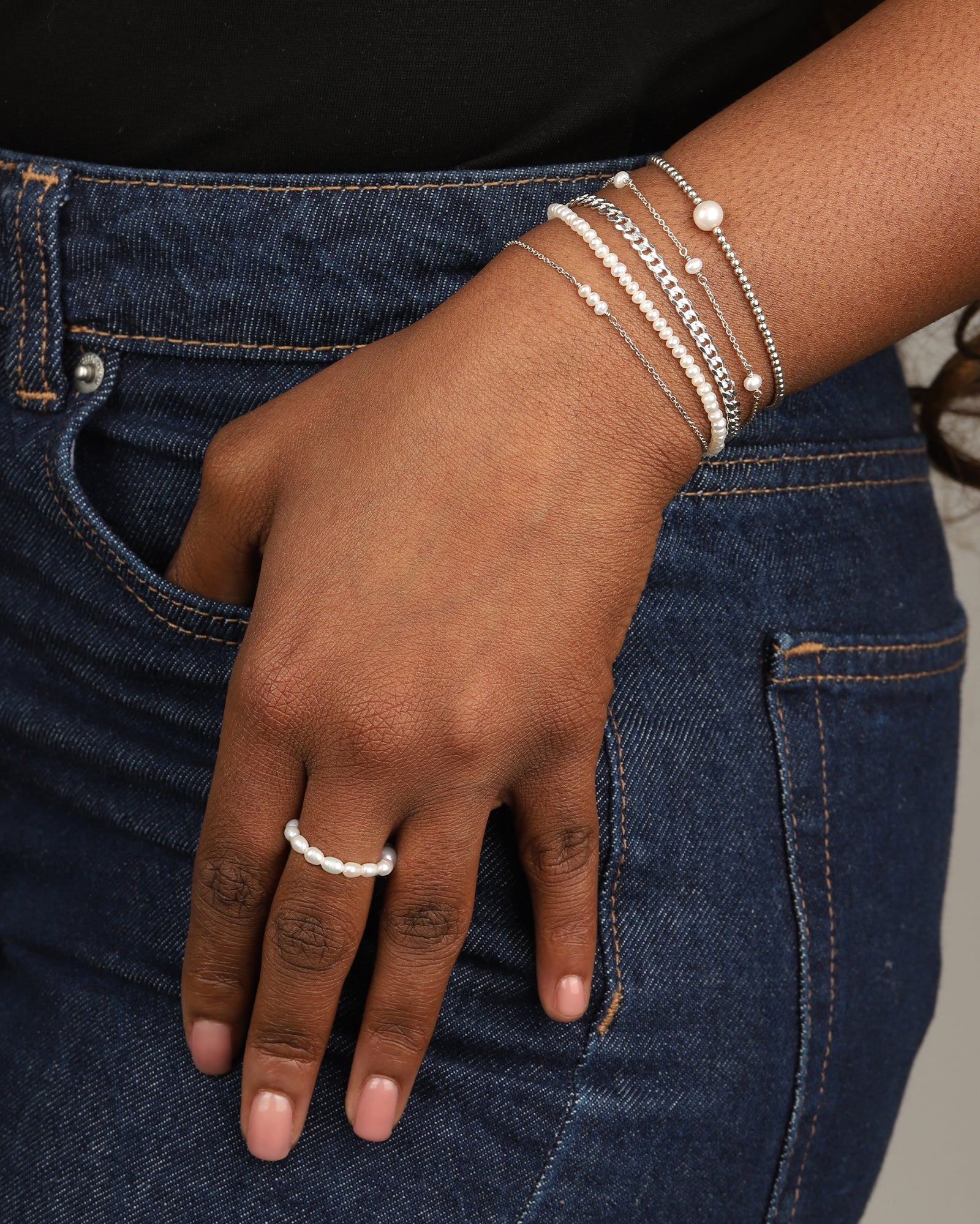 Poppy Rose-Pearl Station Bracelet-Bracelets-Blue Ruby Jewellery-Vancouver Canada