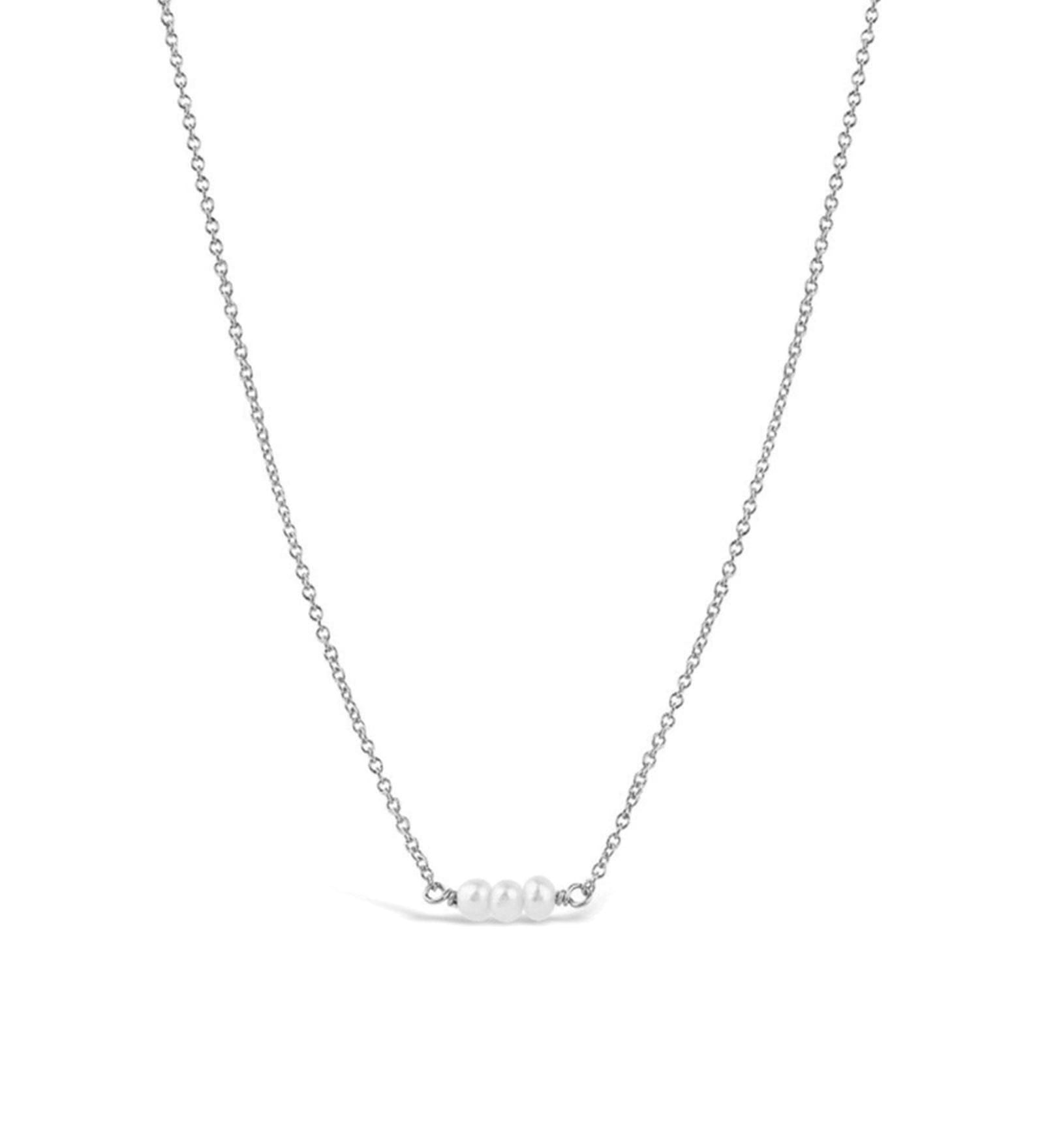 Poppy Rose-Three Pearl Necklace-Necklaces-Sterling Silver, Freshwater Pearl-Blue Ruby Jewellery-Vancouver Canada