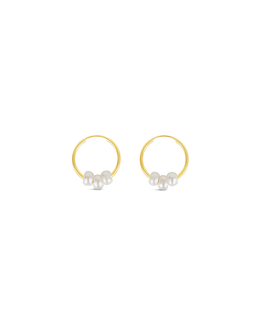 Poppy Rose-Three Floating Pearl Hoops I 16mm-Earrings-14k Gold Filled, White Pearl-Blue Ruby Jewellery-Vancouver Canada