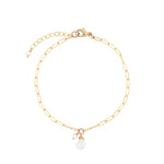 Poppy Rose-XS Paperclip Stone Drop Bracelet-Bracelets-14k Gold Filled, Moonstone, Freshwater Pearl-Blue Ruby Jewellery-Vancouver Canada