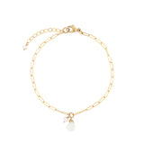 Poppy Rose-XS Paperclip Stone Drop Bracelet-Bracelets-14k Gold Filled, Moonstone, Freshwater Pearl-Blue Ruby Jewellery-Vancouver Canada